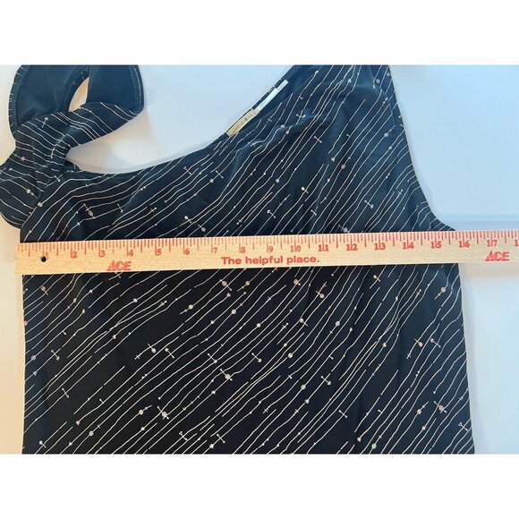Vintage 90s Y2K Max Studio black ruffle asymmetrical tank blouse L glam - Picture 8 of 10